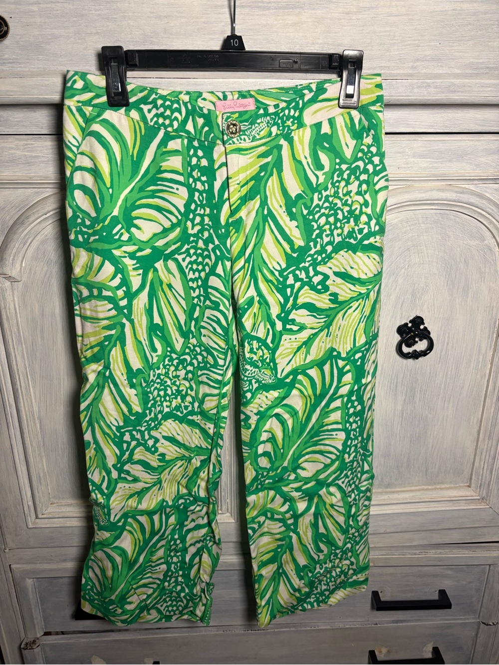 Lilly Pulitzer Lela‎ Wide Leg Cropped Pants Toucan Green Coca Loca Preppy Resort - Picture 2 of 8